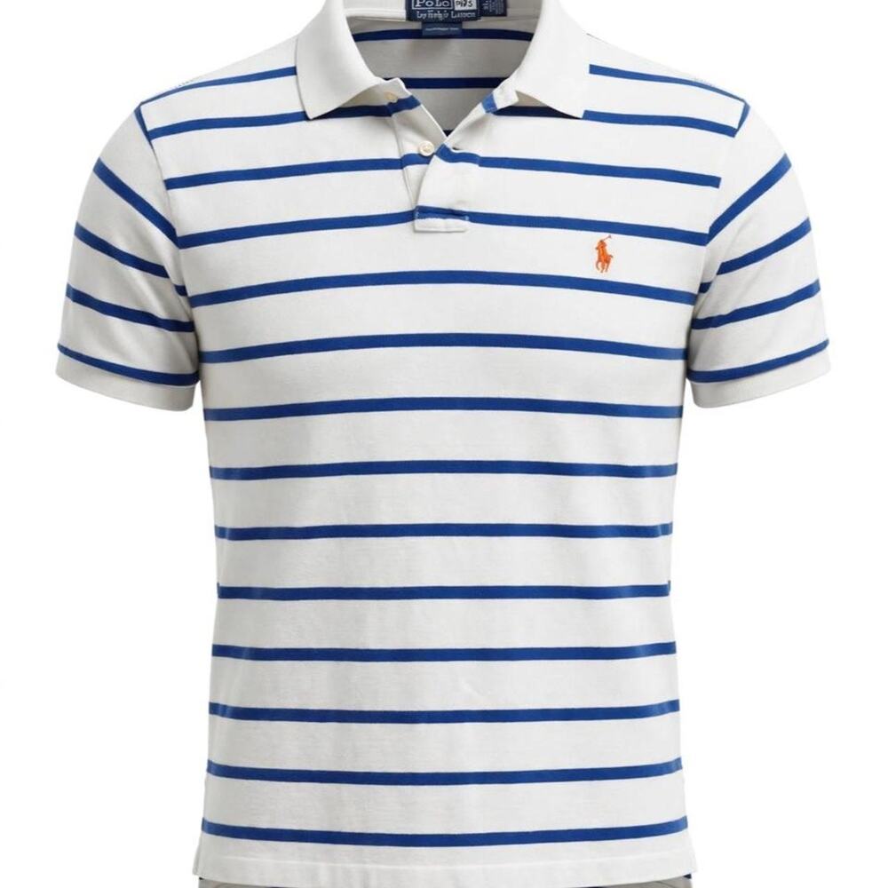 Polo by Ralph Lauren Mens XL White Royal Blue Striped
